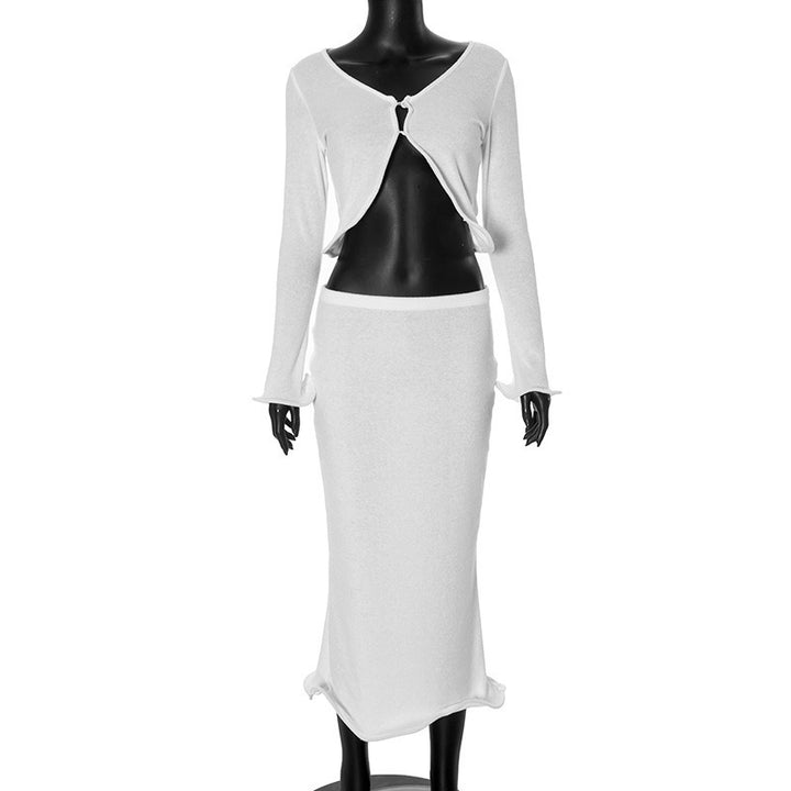 Damer festlig ensemble med tettsittende skjørt og elegant cardigan Skjora