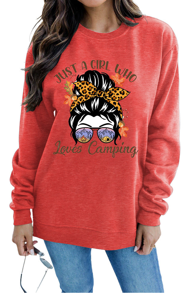 Kvinne sweatshirt med kunstnerisk campingmotiv Skjora