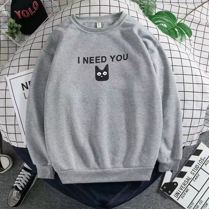 Dame sweatshirt med søtt kattemotiv Skjora
