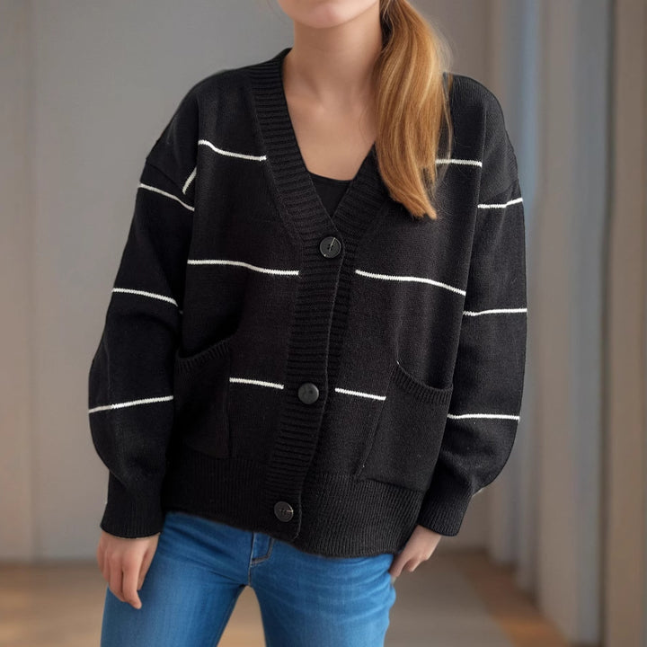 Damer koselig cardigan med lommer og knappe detaljer Skjora