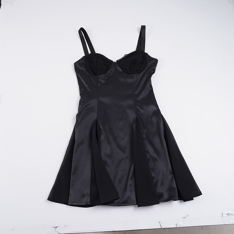Damer elegant cocktailkjole med spitze-bustier og svingende skjørt Skjora