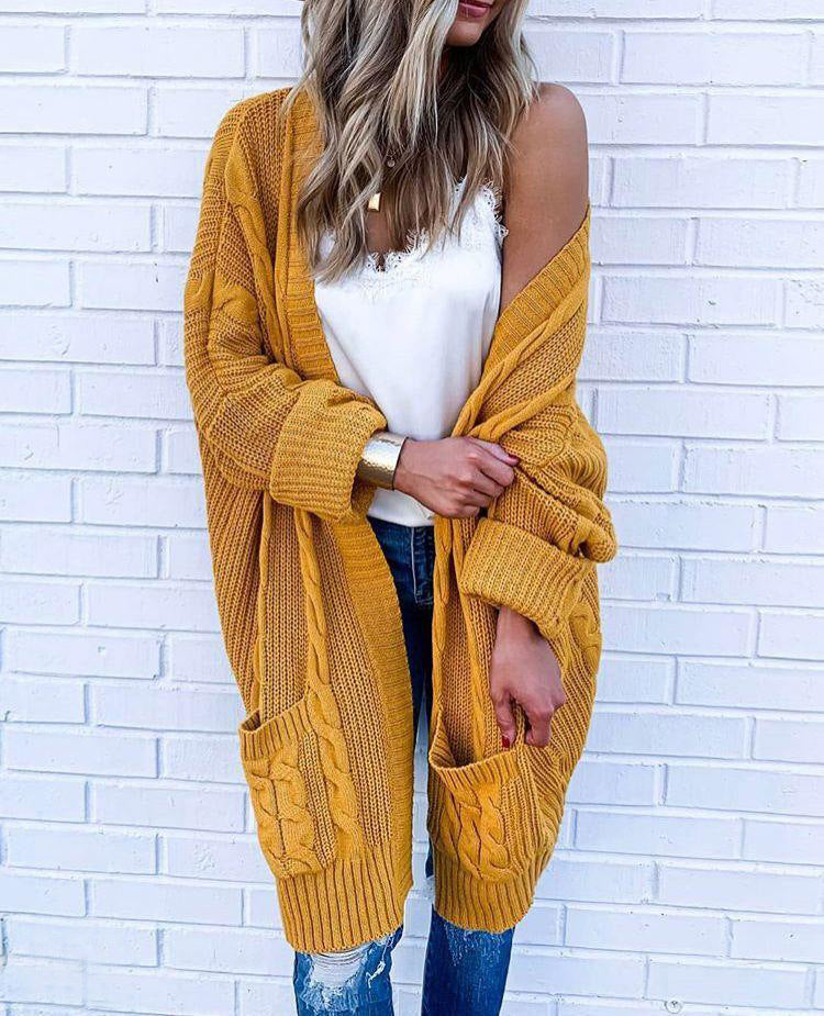 Dames cardigan i kabelstrikkdesign Skjora