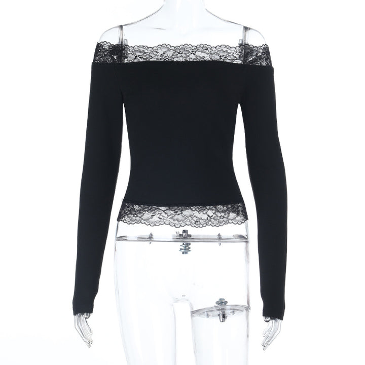 Dame elegant Off-Shoulder skjorte med spiss kant Skjora