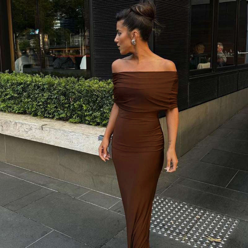 Dame Off-Shoulder Maxikjole Skjora