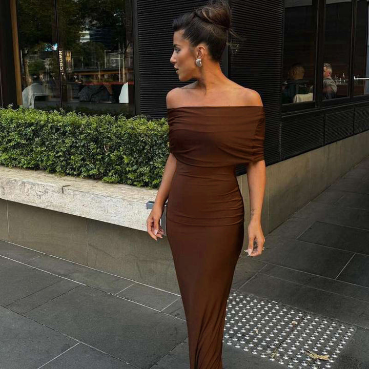 Dame Off-Shoulder Maxikjole Skjora