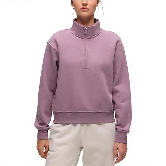 Sporty fleece genser til kvinner med høy krage Skjora