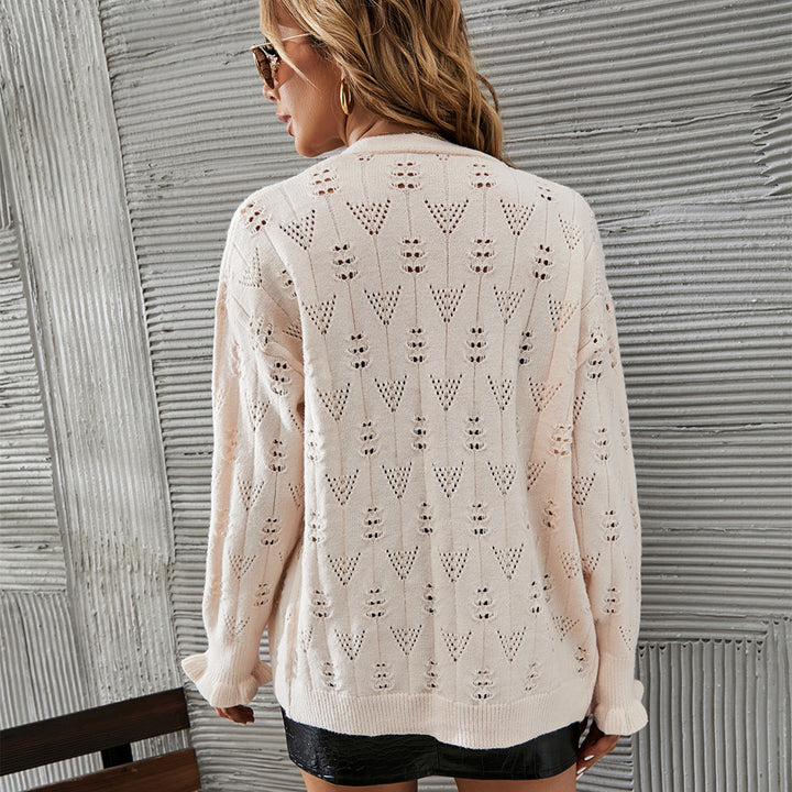 Kvinnens cardigan med blonde design og knapplukking Skjora
