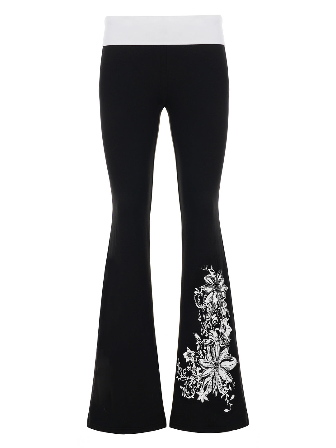 Dame Flared Leggings med blomsterdesign Skjora