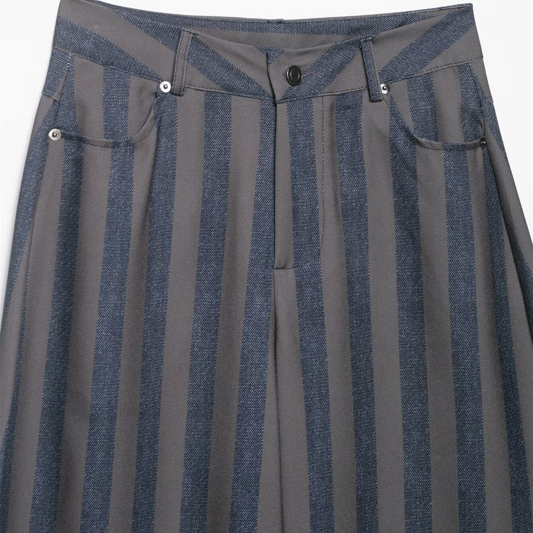 Damer vide høy midje bukser med stilige stripemønster Skjora