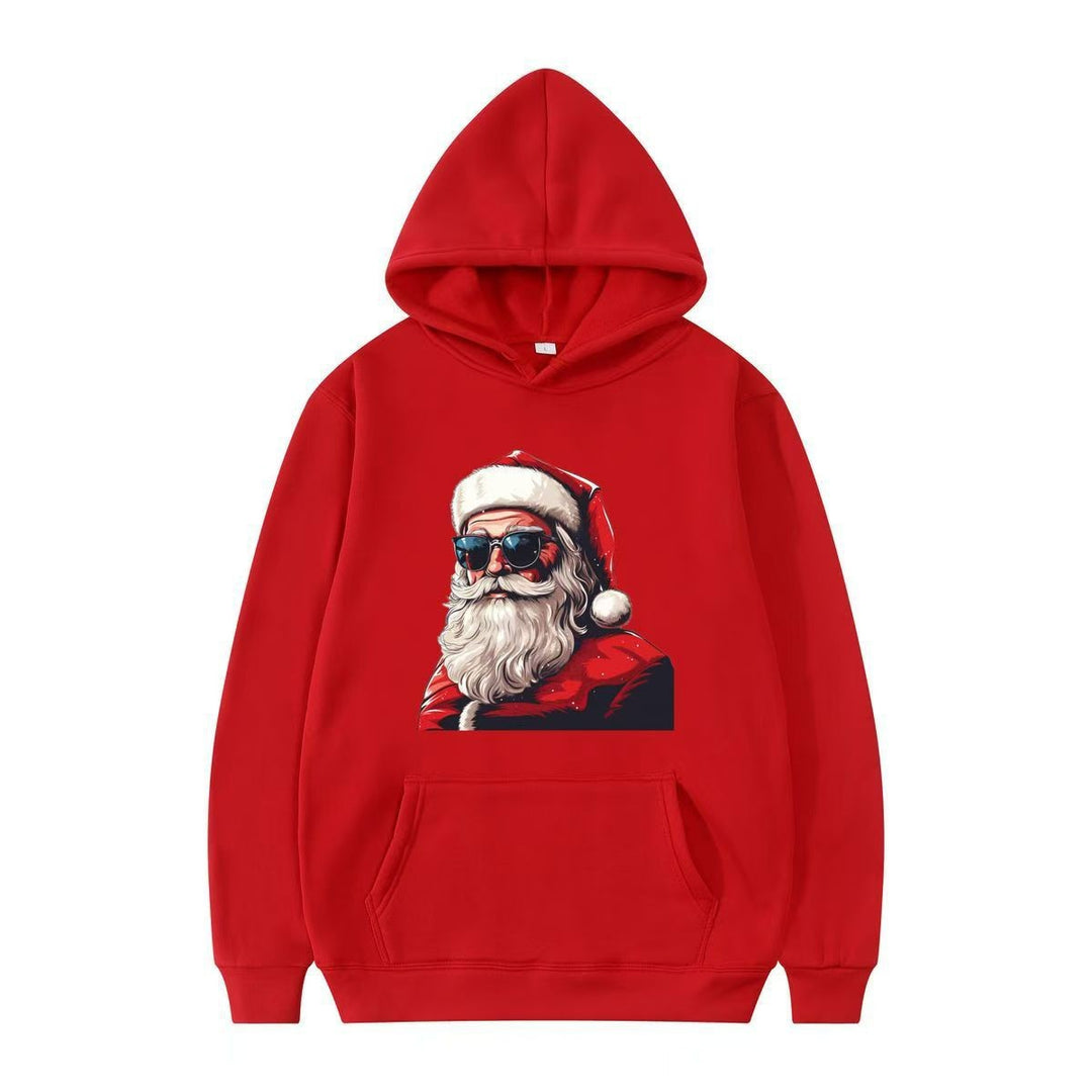 Dame hette med festlig Santa-motiv og kunstnerisk trykk Skjora