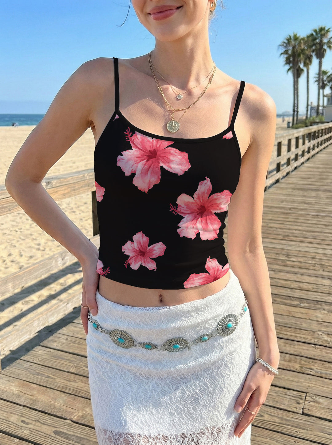 Damen Neckholder Top mit verspieltem Tiermotiv Skjora