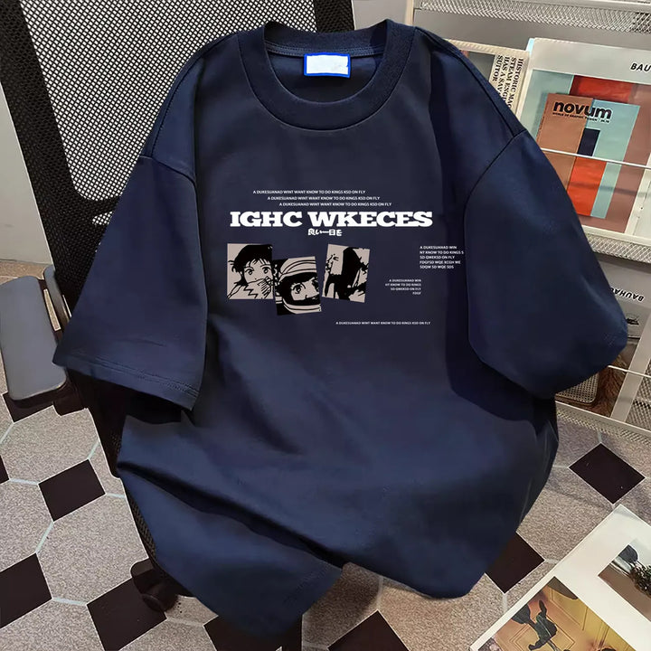 Dame oversized grafisk T-skjorte Skjora