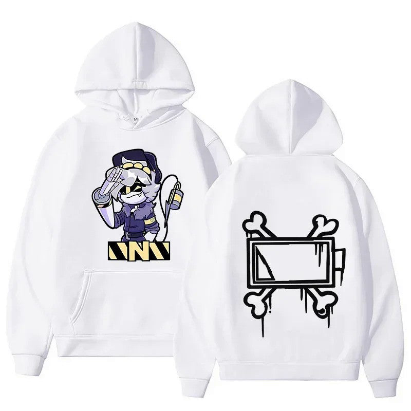 Dame hoodie med kreativt tegneseriemotiv Skjora