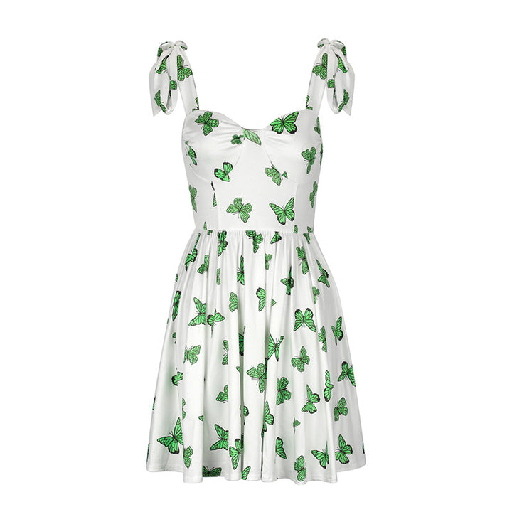 Dame sommerkjole med leken sommerfugl-design og justerbare stropper Skjora