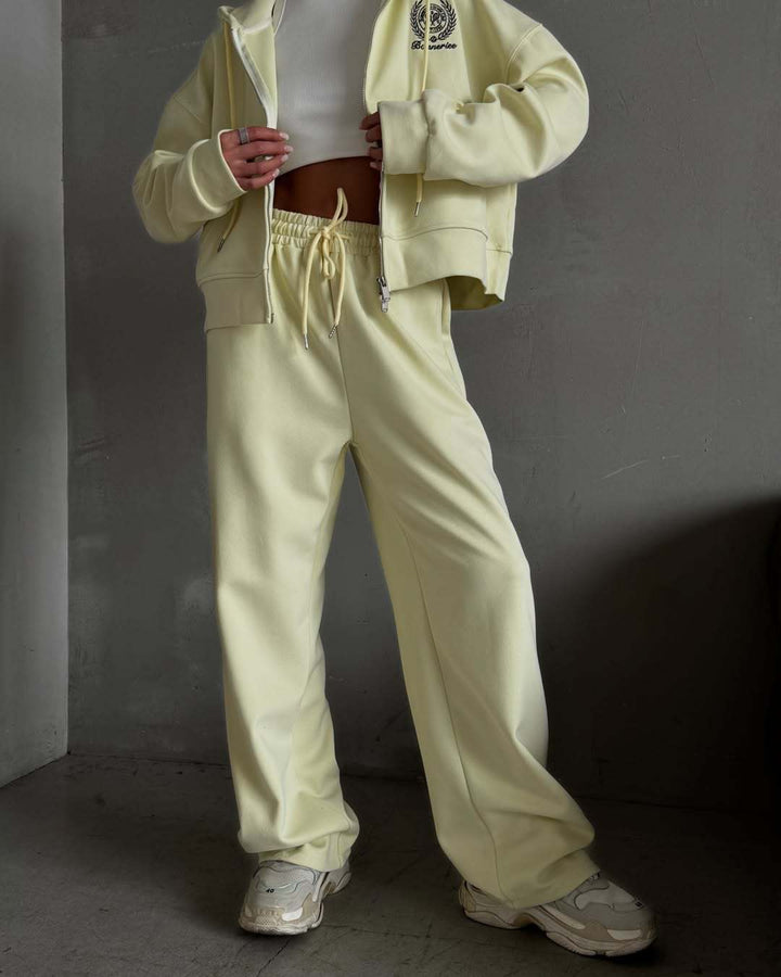 Dame Loungewear Sett med Hettegenser og Vide Bukser Skjora