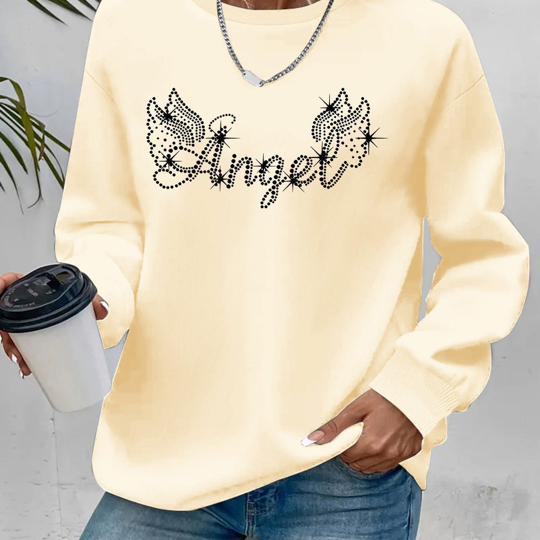Kvinne sweatshirt med glitrende trykk og avslappet passform Skjora