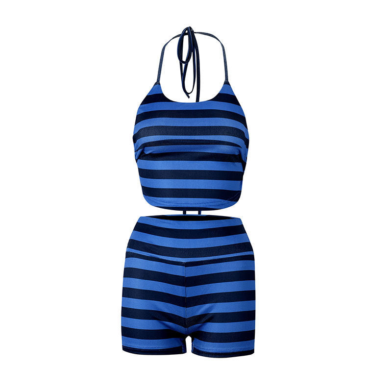 Dame Sporty Bikini-set med trendy striper og behagelig passform Skjora
