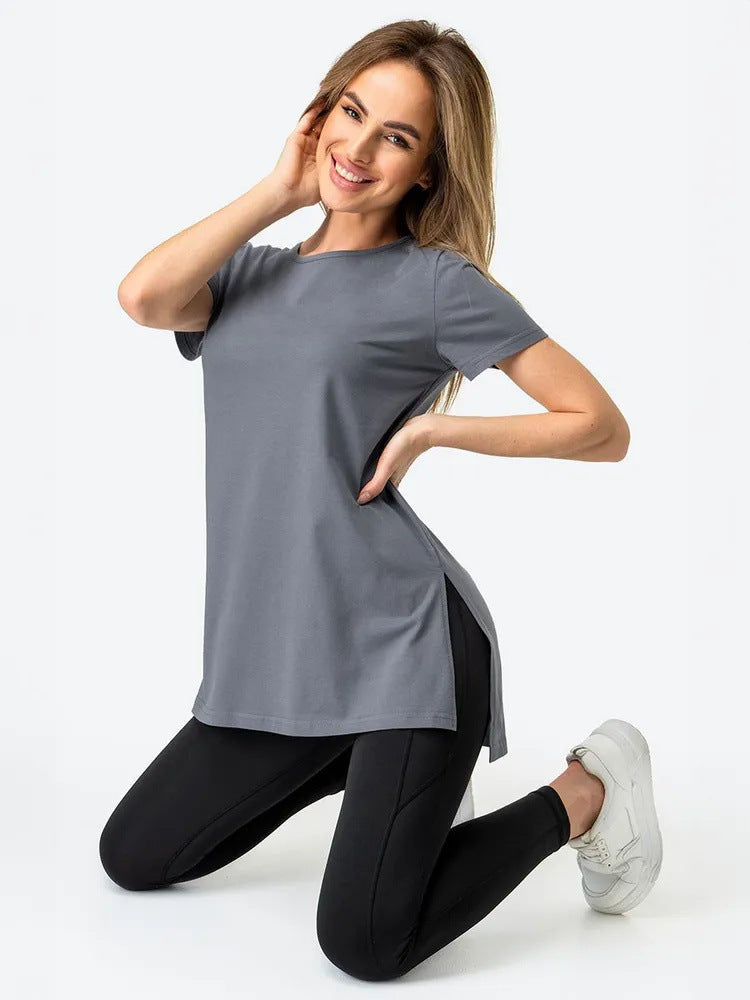 Dame casual longline T-skjorte med sidesplitter og høy slitasjekomfort Skjora