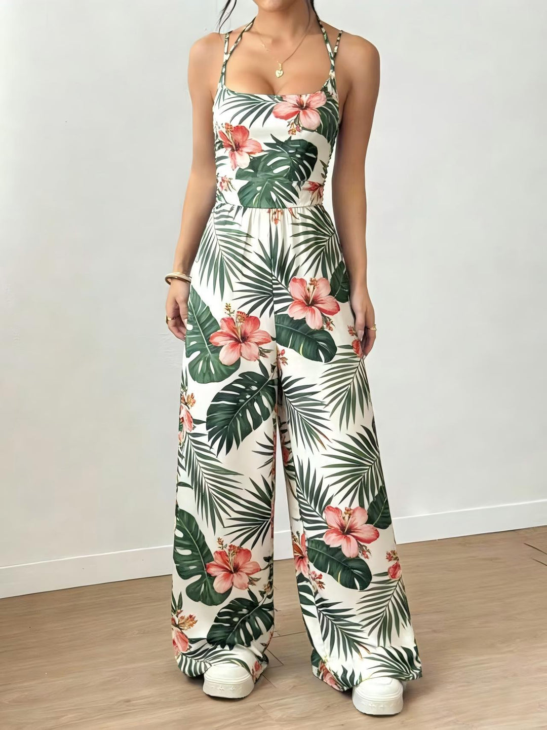 Dame Elegant Jumpsuit med vide ben og spaghetti-stropper Skjora