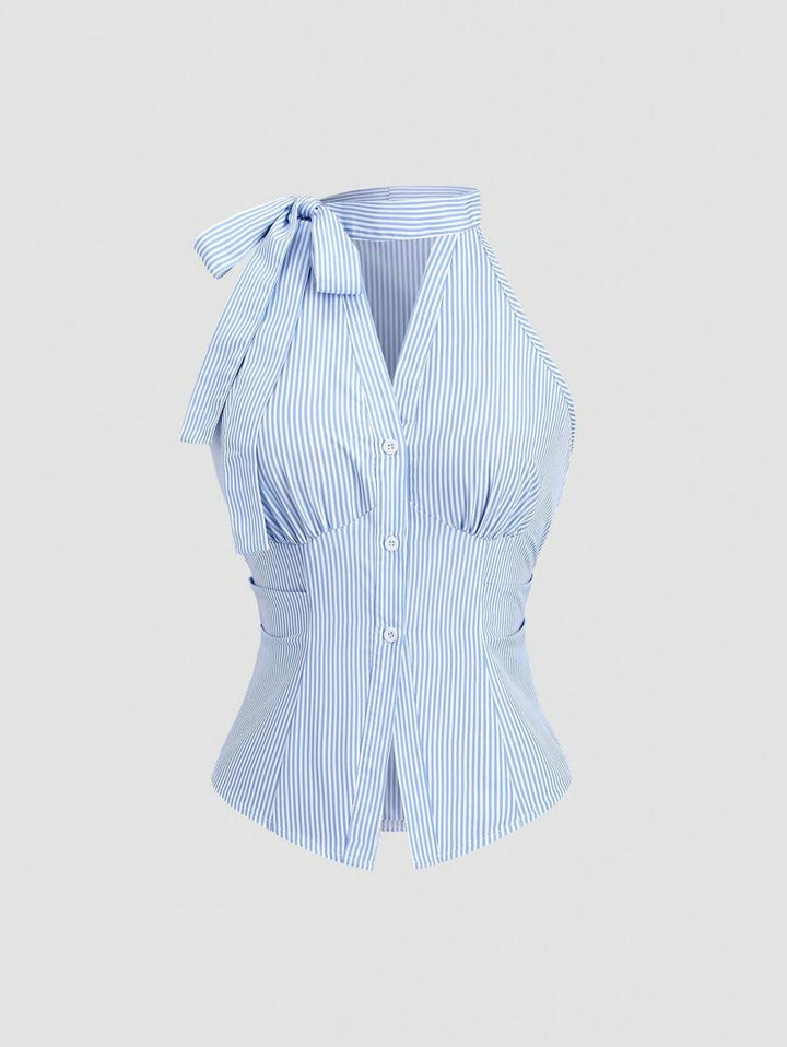 Dame sommerlig bluse med ribbestruktur Skjora