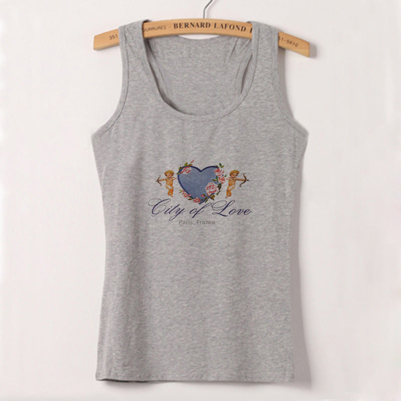 Dame cropped T-skjorte med romantisk hjerte-design Skjora