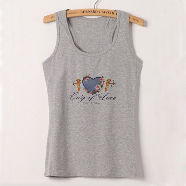 Dame cropped T-skjorte med romantisk hjerte-design Skjora