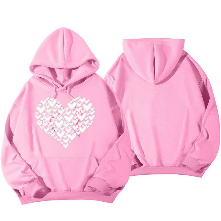 Dame Hoodie Sweatshirt med Stor Hjerte Design Skjora