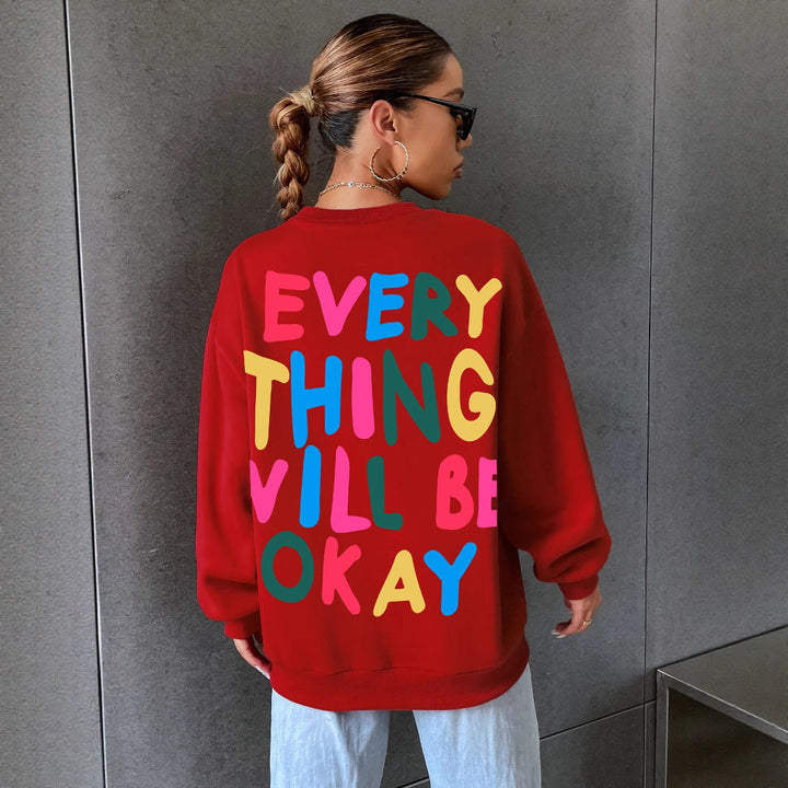 Dame sweatshirt med fargerik skrift Skjora