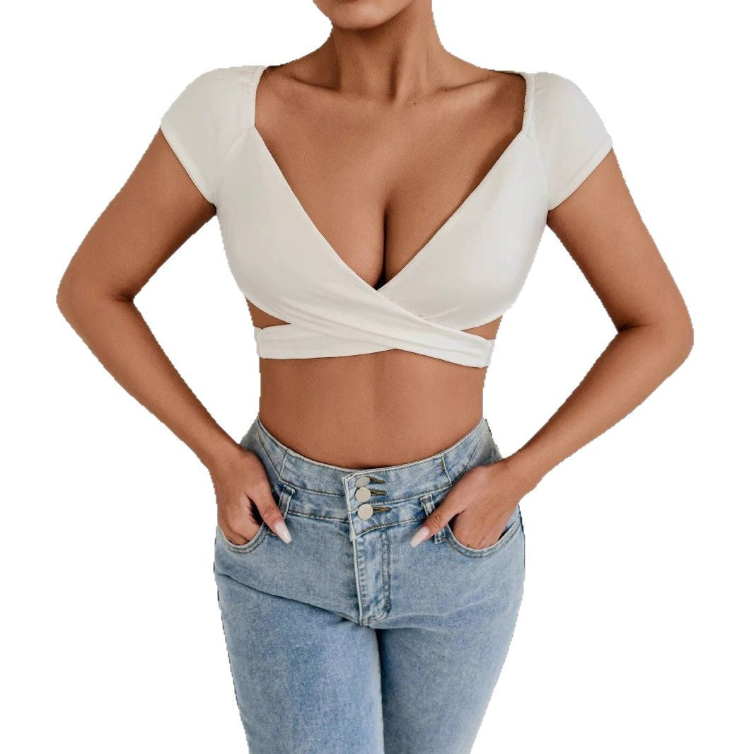 Damer Crop-Top med elegant innpakningsdesign Skjora