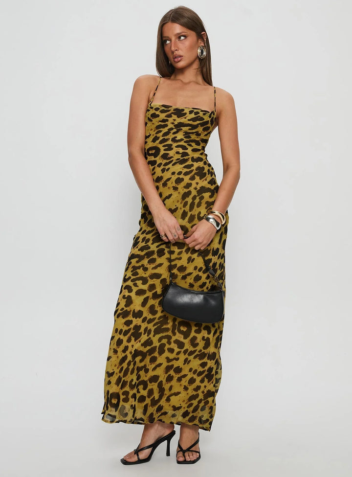 Damen Elegantes Abendkleid mit floralem Spitzenmuster und Spaghettiträgern Skjora