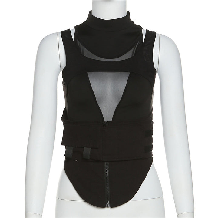 Women's Sporty tank top with innovative high-neck design and adjustable straps Skjora