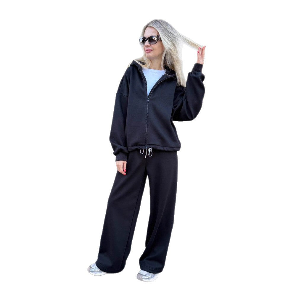 Dame Oversized Hoodie og vid bukse Sett Skjora