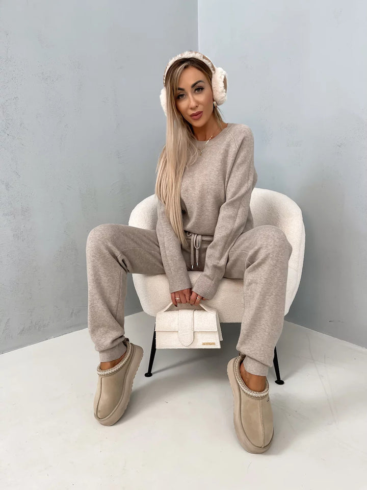 Kvinne Komfortabel Fleece Lounge Sett med Elastisk Liv og Mykt Materiale Skjora