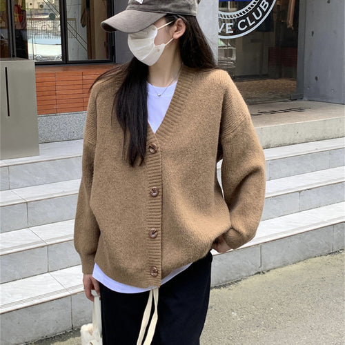 Dame oversized cardigan med store knapper og avslappet passform Skjora