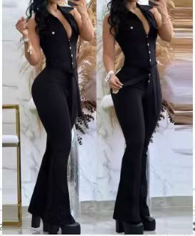 Damer Elegant Flared Jumpsuit med knappdetaljer Skjora