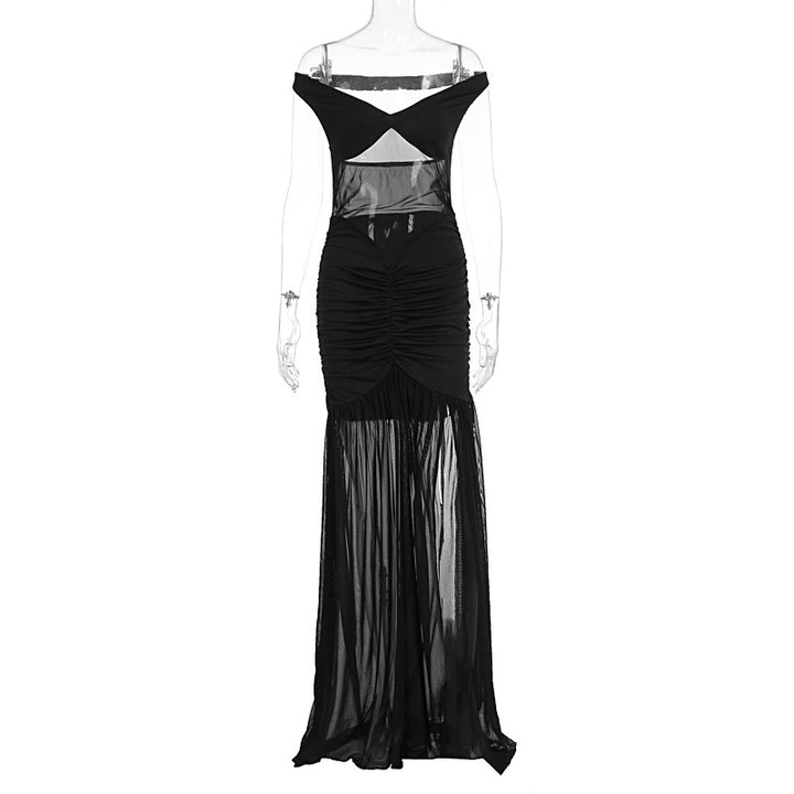 Damer elegant maxikjole med transparente innsatser og figurnær passform Skjora