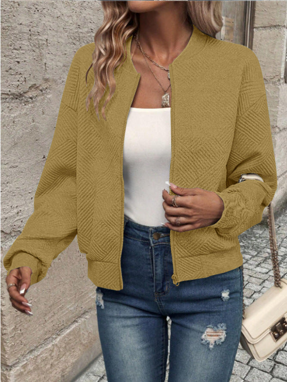Damers fashionable sweatjakke med teksturdesign og glidelås Skjora