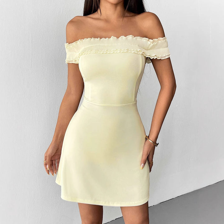 Dame Off-Shoulder Kjole med Volanger Skjora