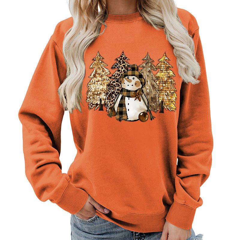 Dame sweatshirts med kreativ snømanndesign og myk fôr Skjora