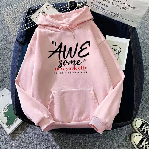 Damen Kapuzenpullover mit stylischem New York Schriftzug Skjora