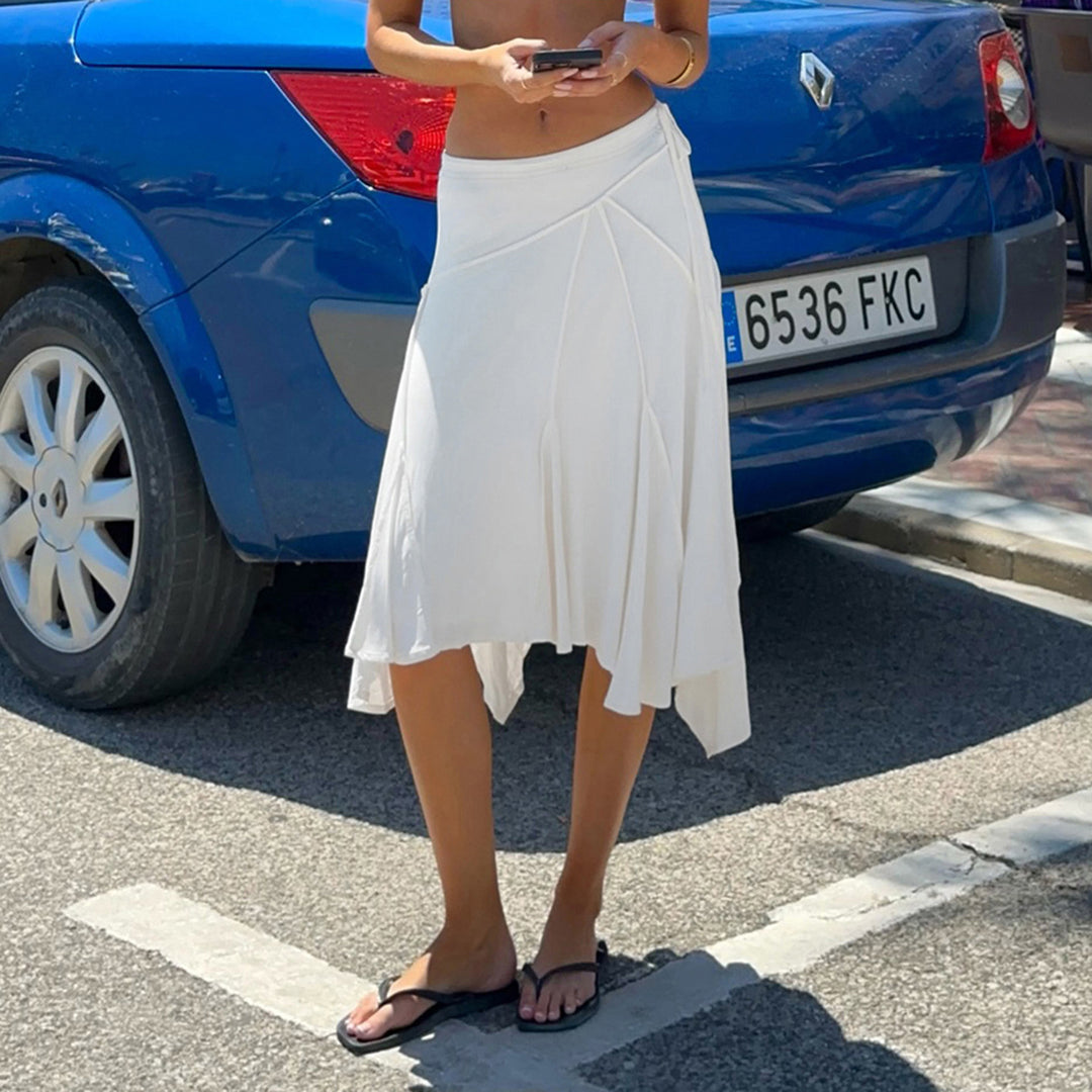Dame sporty omslagskjørt med stilige draperinger Skjora