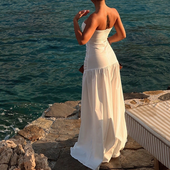 Dame Off-Shoulder Maxikjole med raffinert cut-out og flytende skjørt Skjora