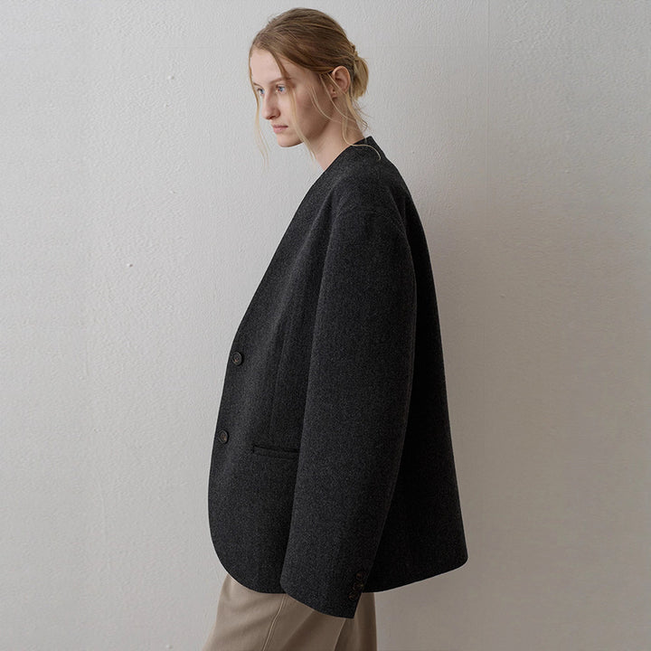 Dame elegant strikk blazere med asymmetrisk snitt Skjora