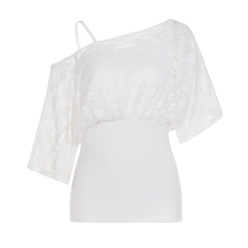 Dame elegant spissbluse med inntilt snitt og voluminøse ermer Skjora