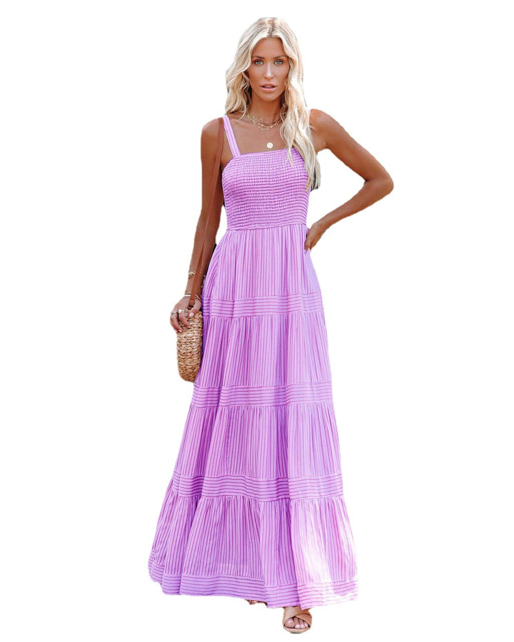Dames maxi kjole med lett ruffle stil og elastisk bustier Skjora