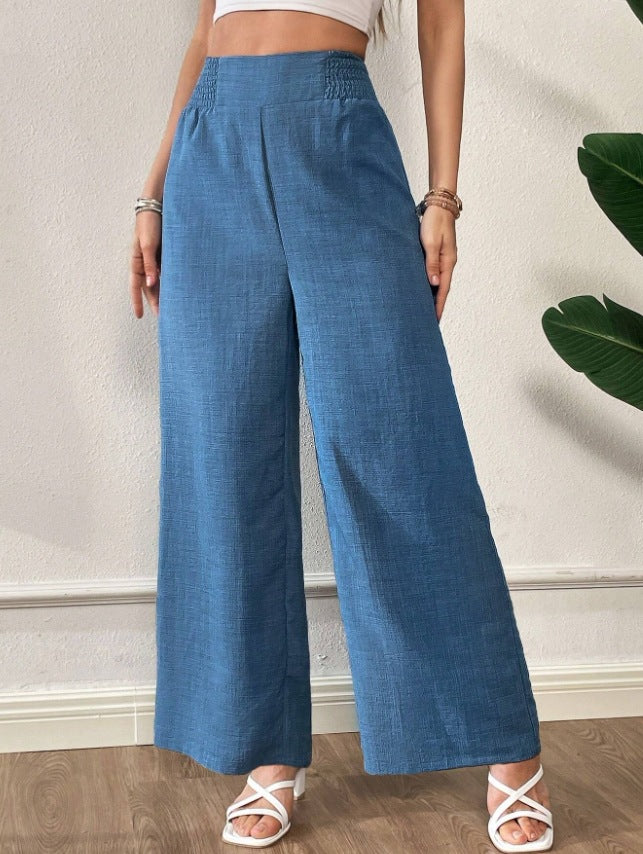 Damer elegante vide linbukser med elastisk midje Skjora
