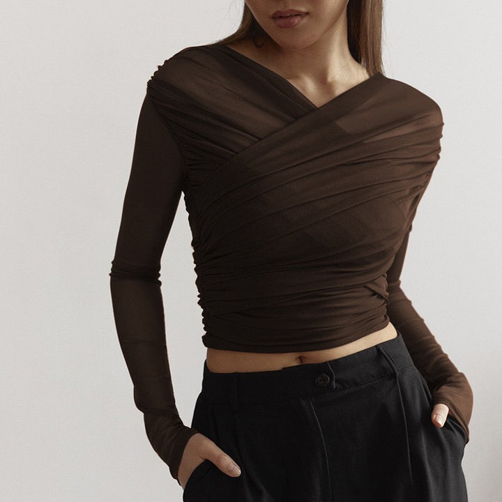 Damer Langerm-Crop-Top Skjora