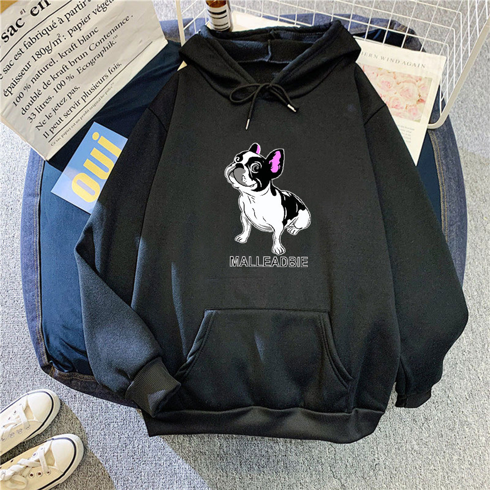 Dame hettegensere med kreativ fransk bulldogmotiv Skjora