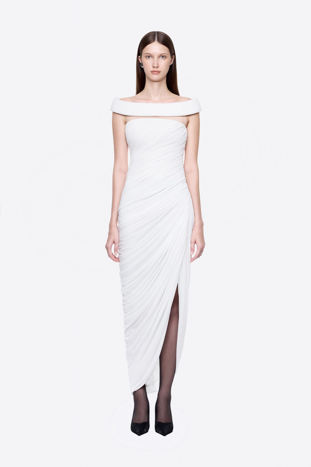 Damer Elegant Kveldsdrakt med Off-shoulder-design og raffinert Drapé Skjora