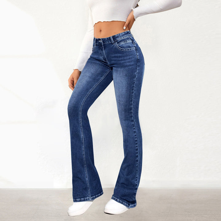 Dame Retro Flared Jeans i klassisk design med høy midje